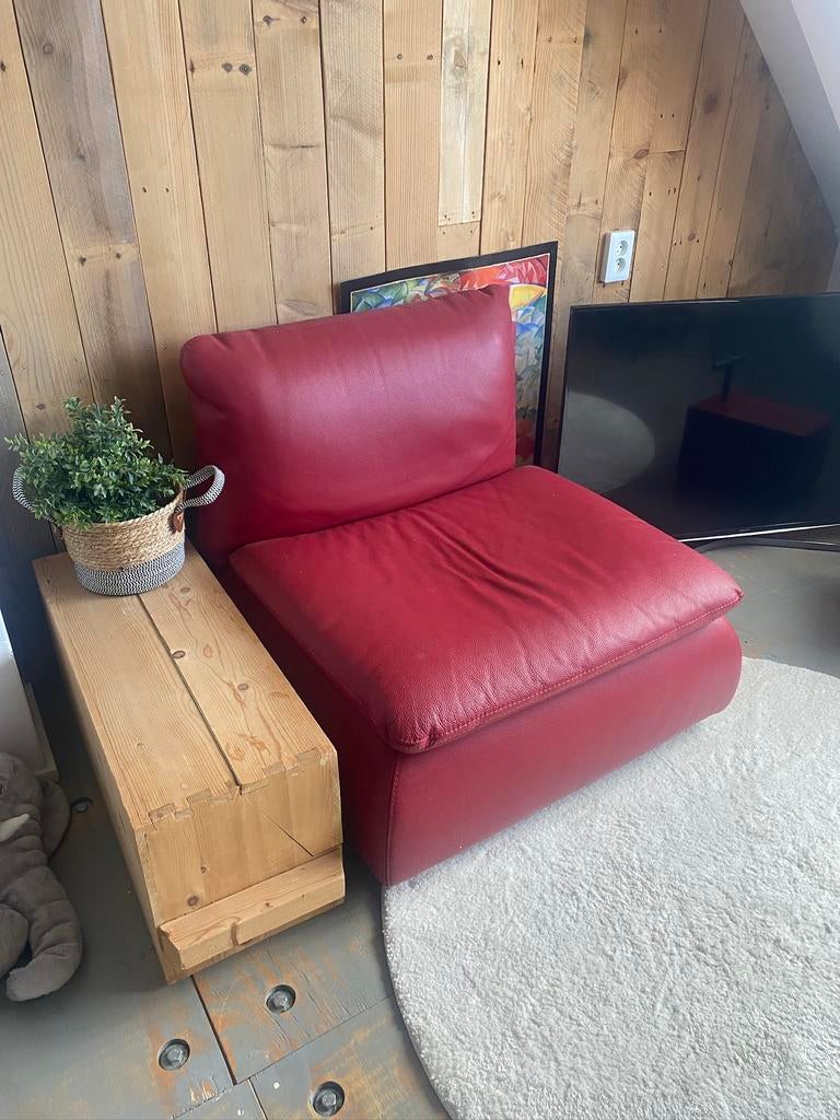 Leren fauteuil modern, Ophalen, Eenpersoons, 75 tot 100 cm, Zo goed als nieuw