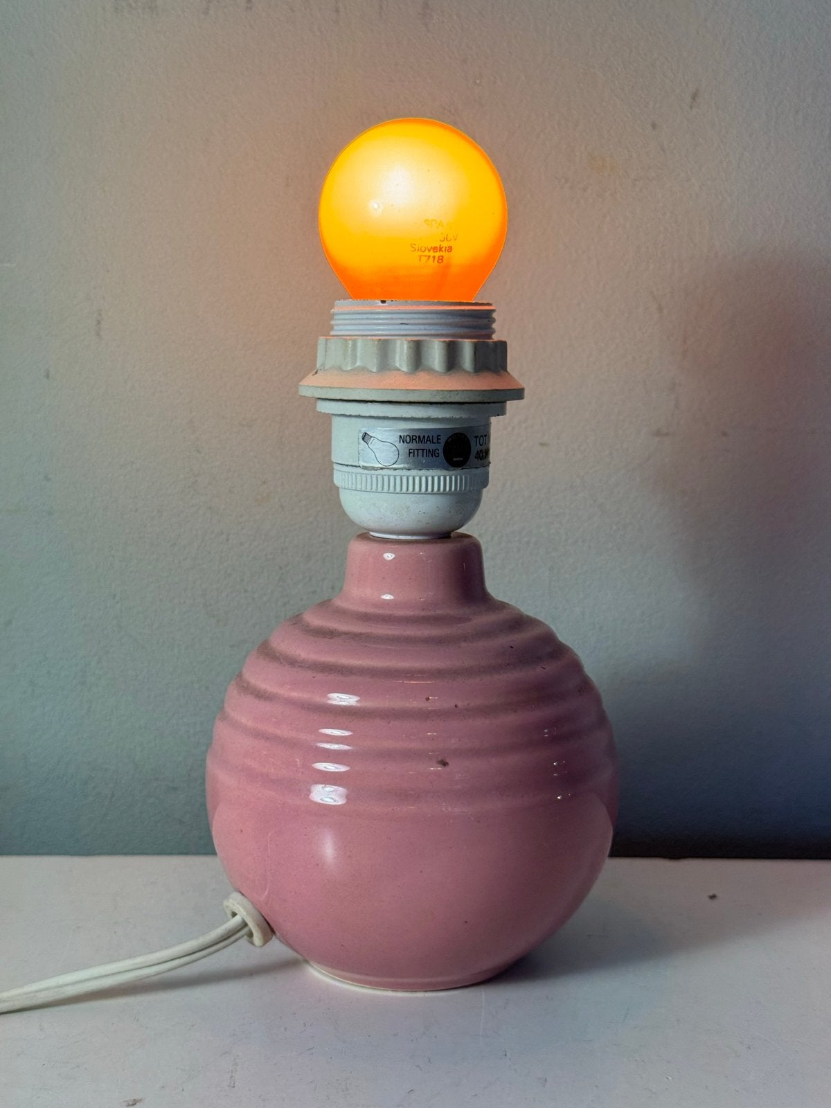 Leuk roze retro keramiek tafellampje, Ophalen of Verzenden