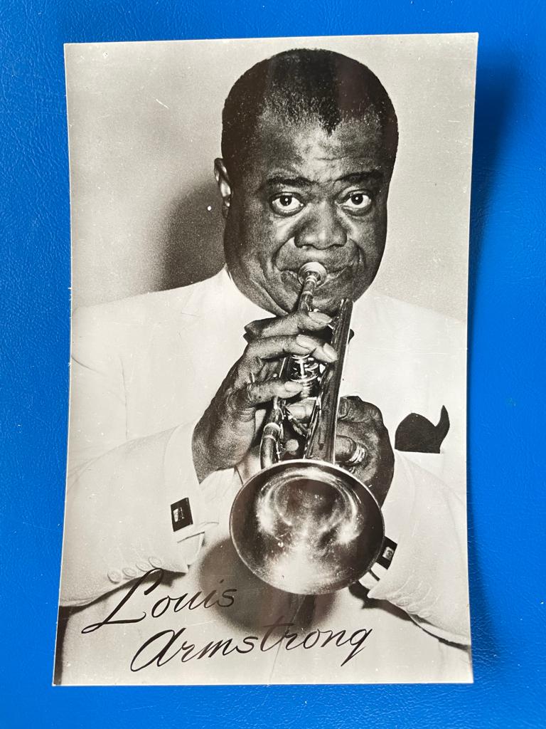 ansichtkaart / kaart van Louis Armstrong., Verzamelen, Verzenden, 1940 tot 1960, Sterren en Beroemdheden