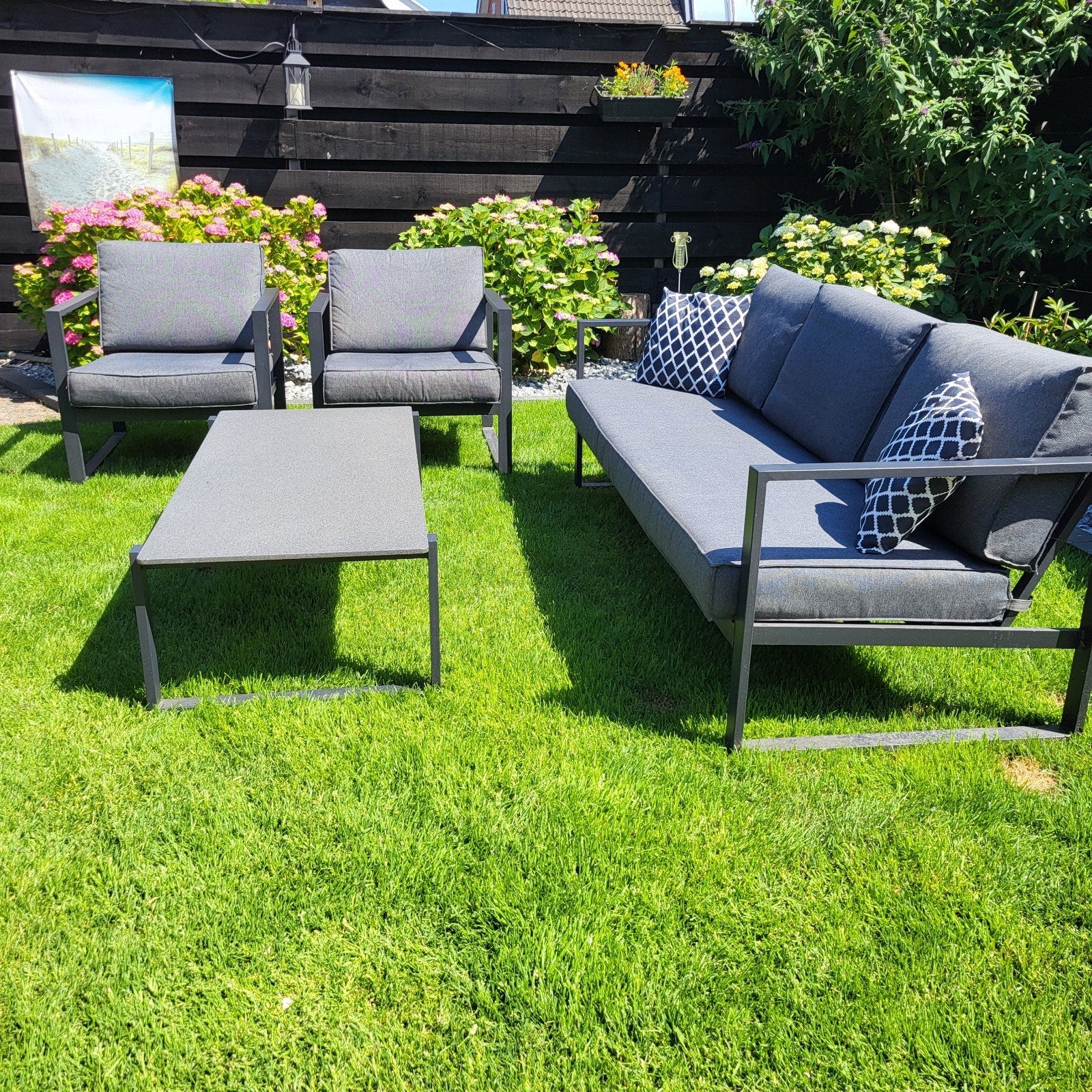 Luxe loungeset aluminium met kussens, Ophalen, 5 zitplaatsen, Aluminium, Loungeset