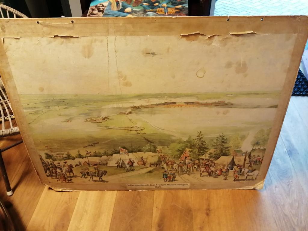 Prachtige oude schoolplaat den bosch geleefde staat 105x80cm, Antiek en Kunst, Curiosa en Brocante, Ophalen of Verzenden