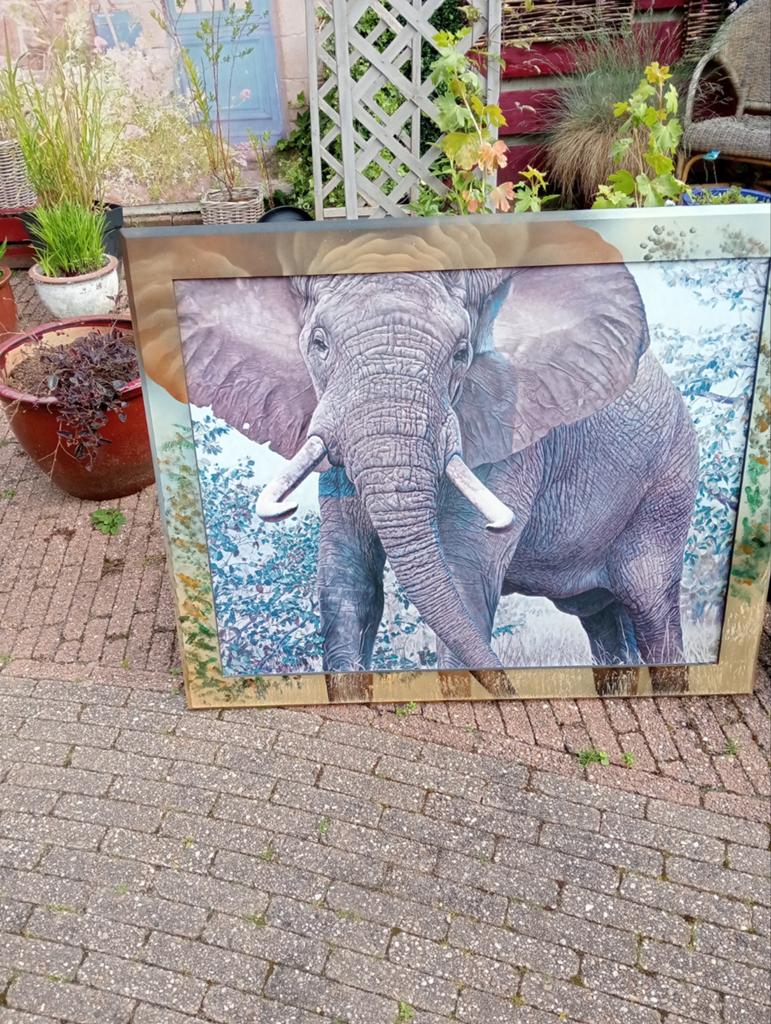 Groot schilderij van olifant - Afrikaanse kunst, Ophalen