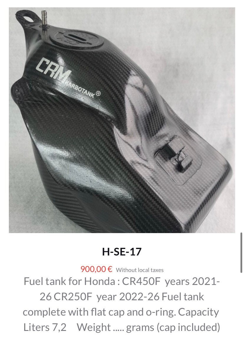 CRM carbon fabrieks tank voor Honda CRF, Ophalen