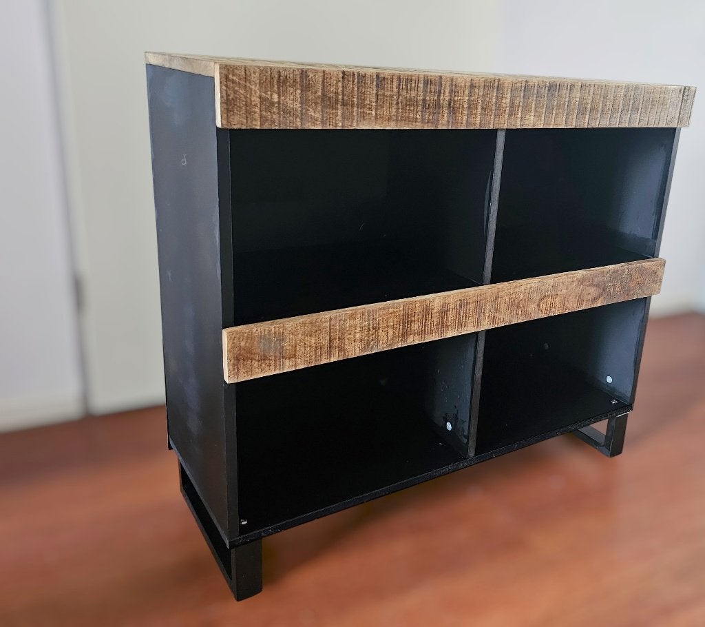 Industriële 4-Vakkenkast /Sidetable van origineel Mangohout, Gebruikt, Ophalen of Verzenden, Minder dan 150 cm, Minder dan 100 cm
