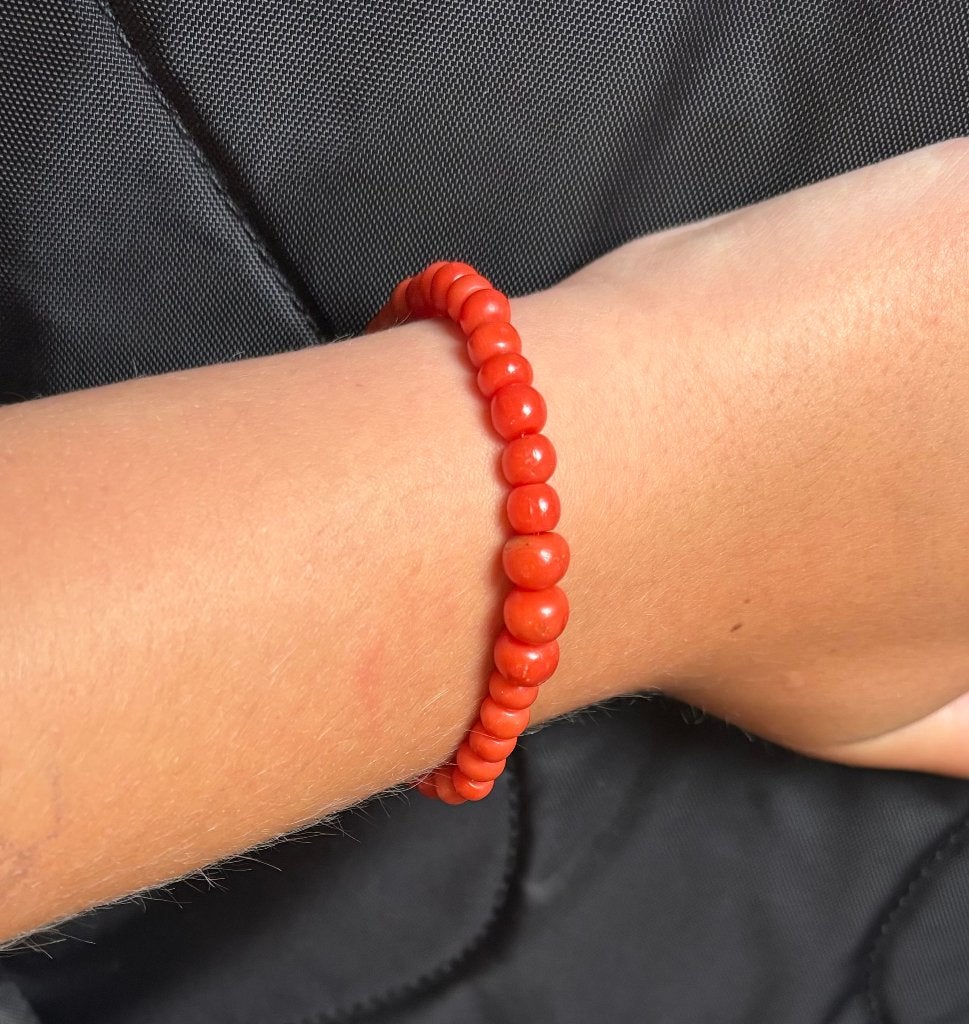 Bloedkoraal fraaie armband rode kleur 14k slot goud dames, Sieraden, Tassen en Uiterlijk, Antieke sieraden, Verzenden, Goud, Armband