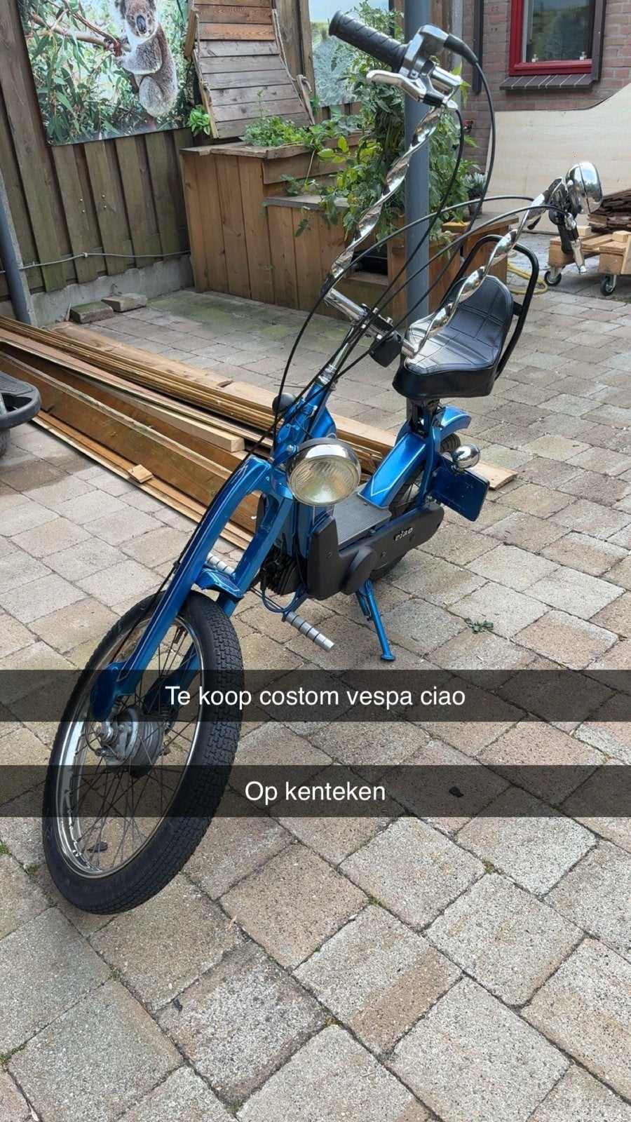 Custom Vespa Ciao Brommer op Kenteken, Ophalen, Gebruikt, Maximaal 45 km/u, Ciao