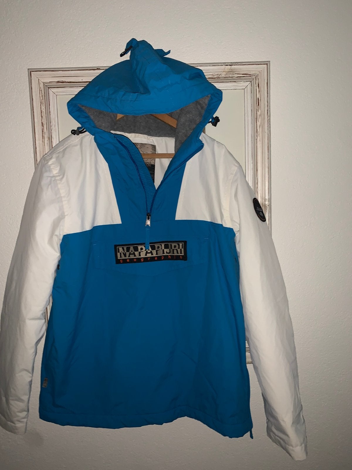 Napapijri Skidoo Winterjas - Blauw/Wit - Maat L, Ophalen of Verzenden, Zo goed als nieuw, Maat 52/54 (L)
