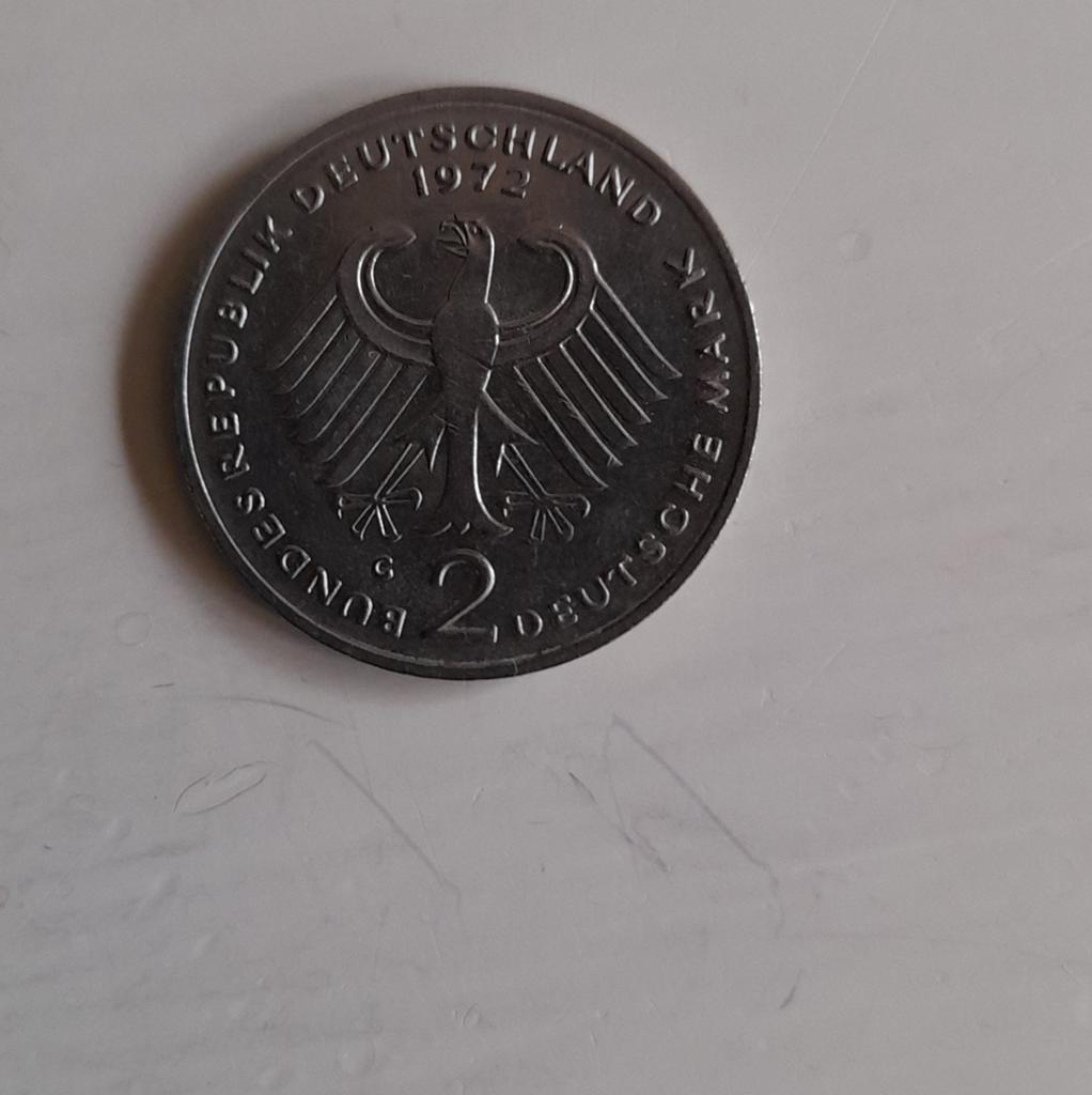 1972 2 DEUTSCHE MARK., Postzegels en Munten, Ophalen of Verzenden, Duitsland
