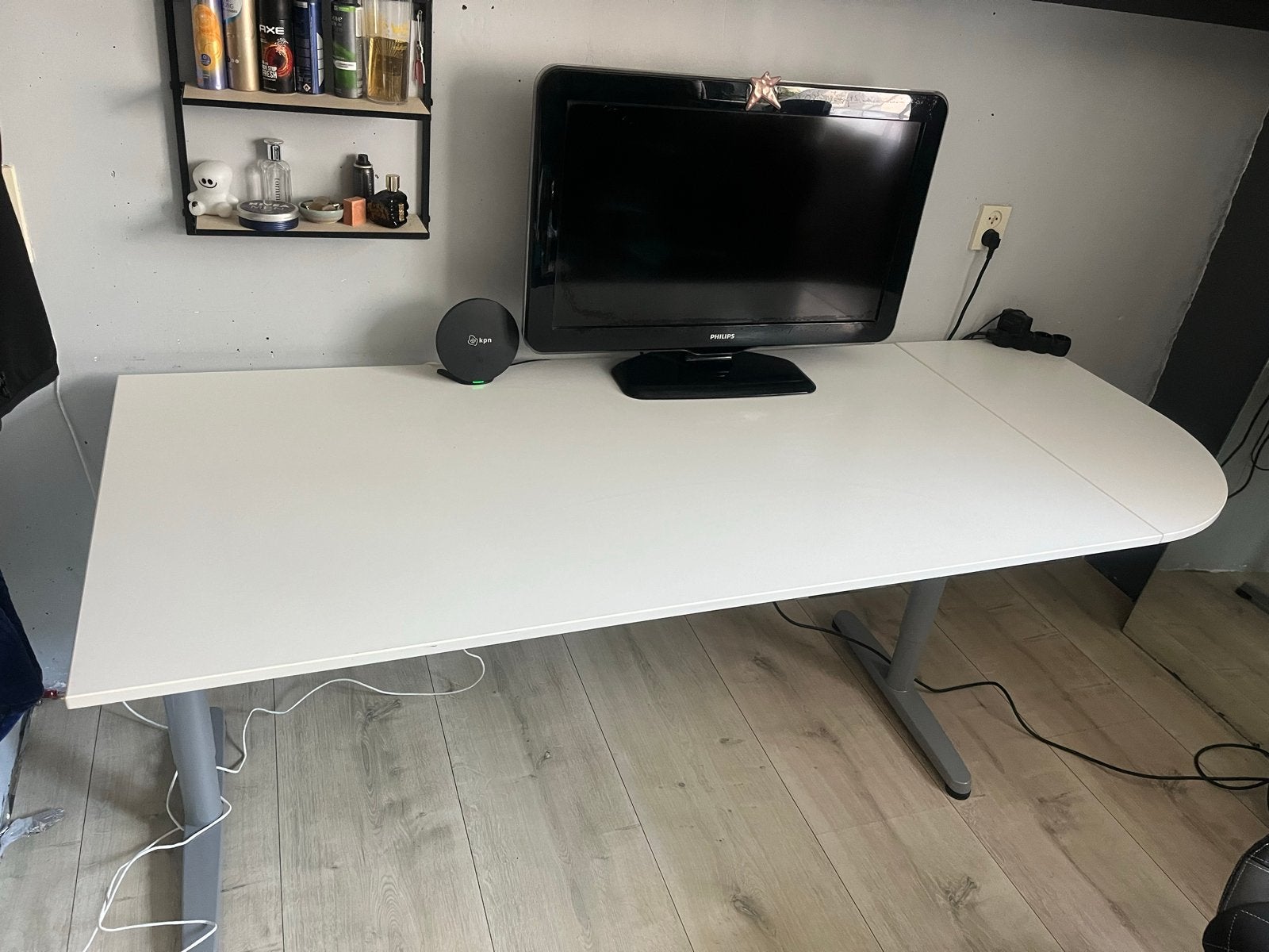 IKEA Galant Bureau - Wit, verstelbaar, 180x80 cm, Huis en Inrichting, Ophalen, Gebruikt, Spaanplaat of MDF, In hoogte verstelbaar