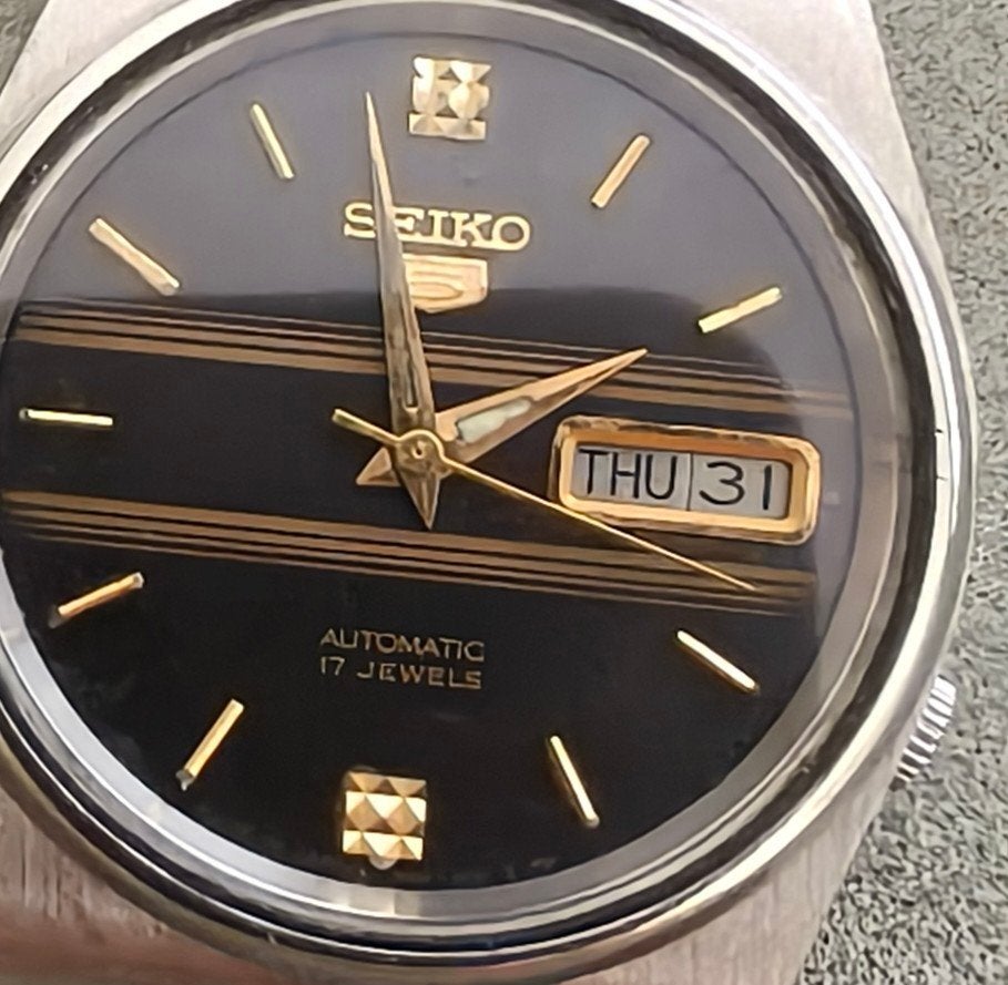 Seiko 5 Automatisch Vintage horloge, Ophalen of Verzenden, Gebruikt, Zwart, IOS
