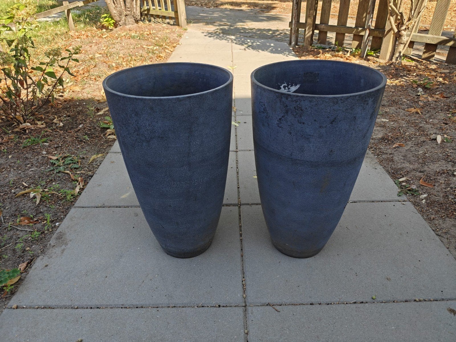 Set van 2 Grote Grijze Bloempotten - CeraMix, Overige materialen, Gebruikt, Rond, Balkon