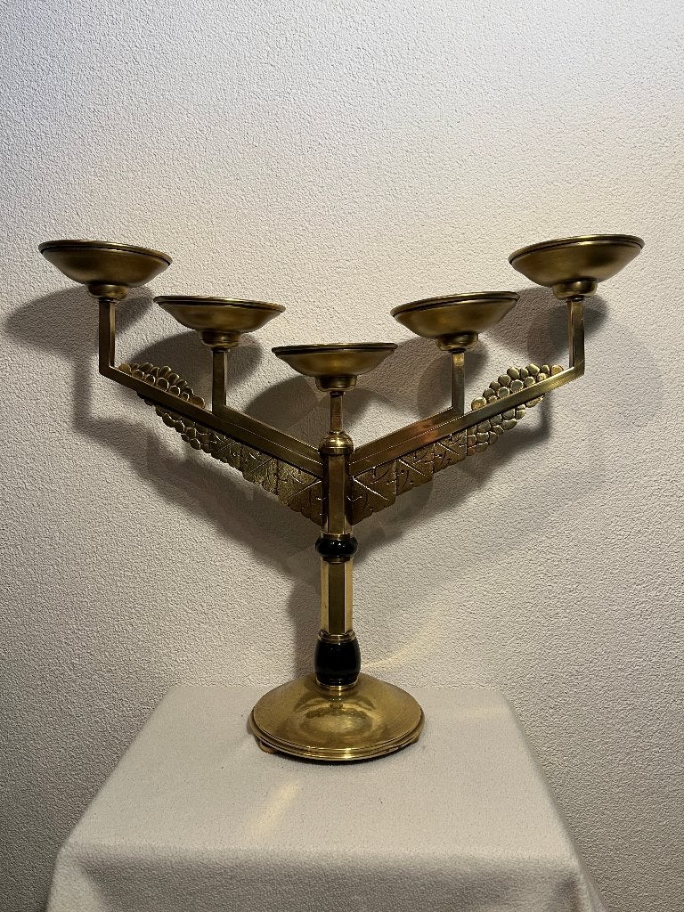 Prachtige grote Art Deco kerk kandelaar, Ophalen of Verzenden, Koper of Brons