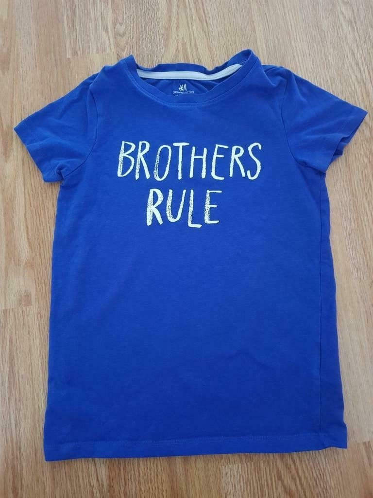 H&M T-shirt "Brothers Rule" – blauw –maat 122/128 (6-8 jaar), Kinderen en Baby's, Kinderkleding | Maat 122, Ophalen of Verzenden