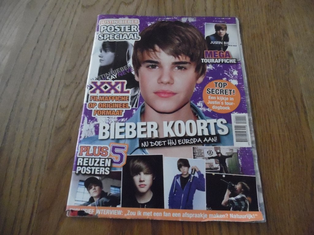 Tijdschrift van Justin Bieber nr 1 veel gelezen en 2 posters, Ophalen of Verzenden, Gebruikt, Boek, Tijdschrift of Artikel