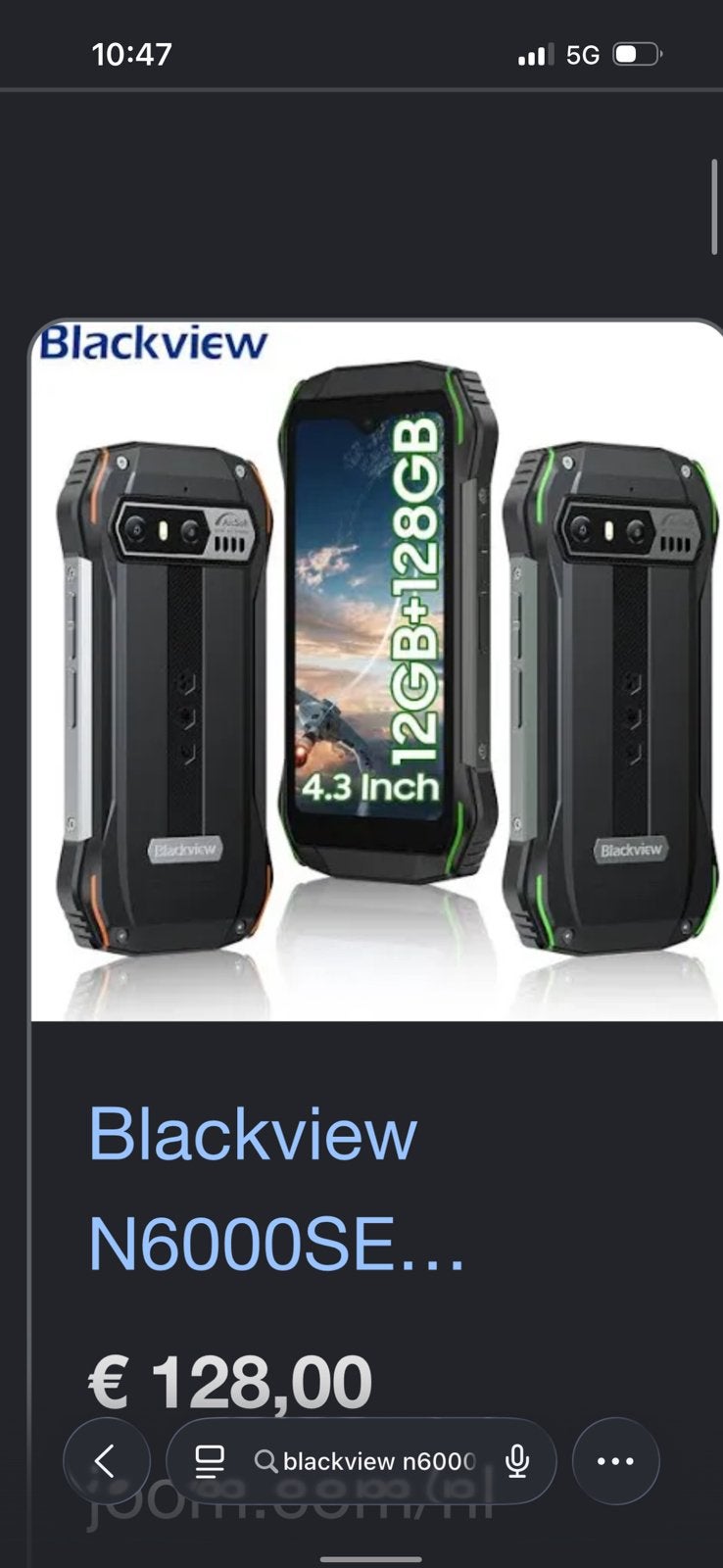blackview n6000se 4,3 inch 128 gb, Telecommunicatie, Overige modellen, Zwart, Touchscreen, Ophalen of Verzenden