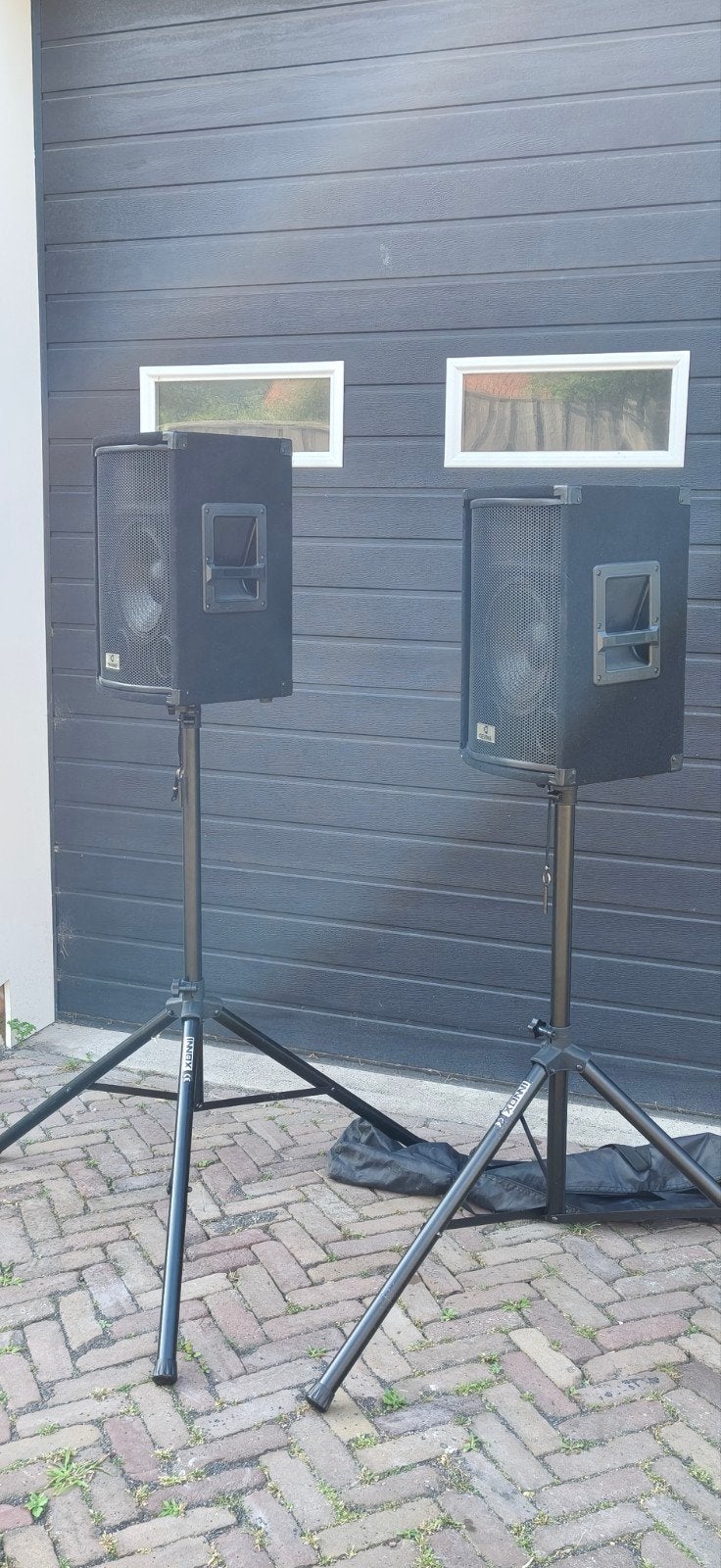 Devine Party Speakerset met standaarden, Audio, Tv en Foto, Luidsprekers, Gebruikt, Party speaker, Overige merken, Inclusief standaarden