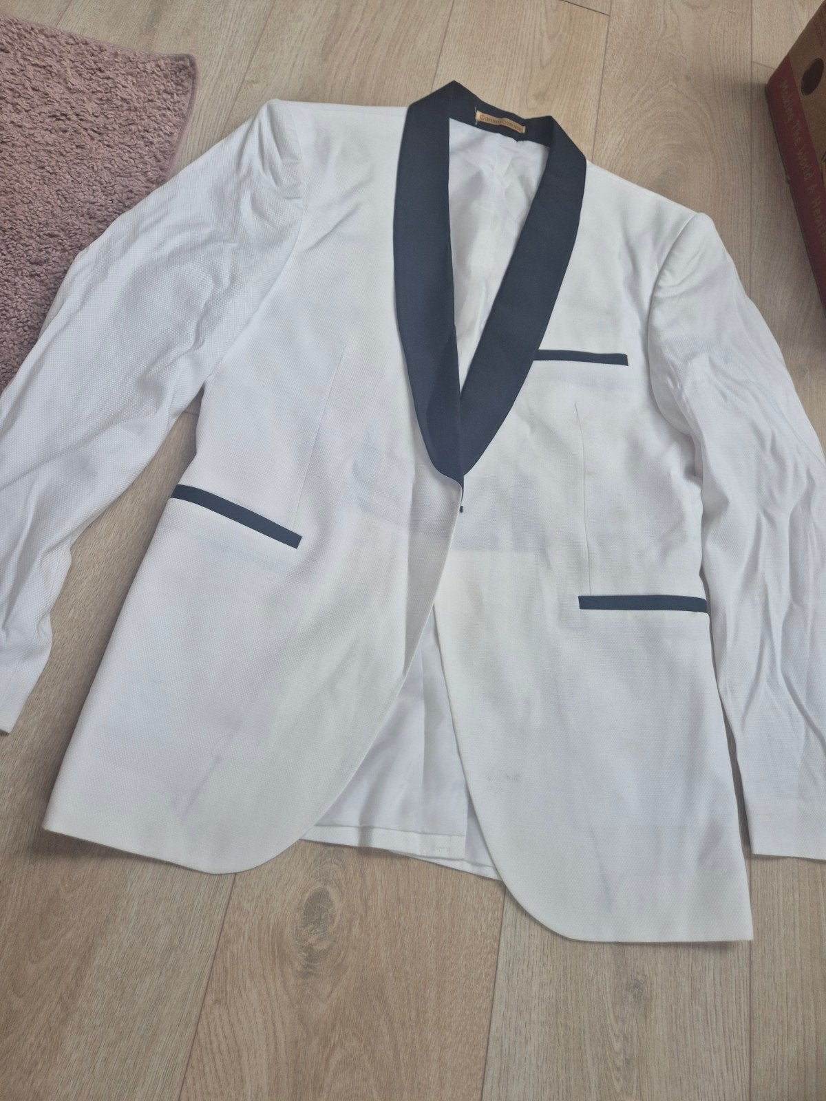 Heren Trouwpak Maat S-M - Wit met Zwarte Details, Ophalen of Verzenden, Gedragen, Wit, Ivoor of Crème, Trouwpak