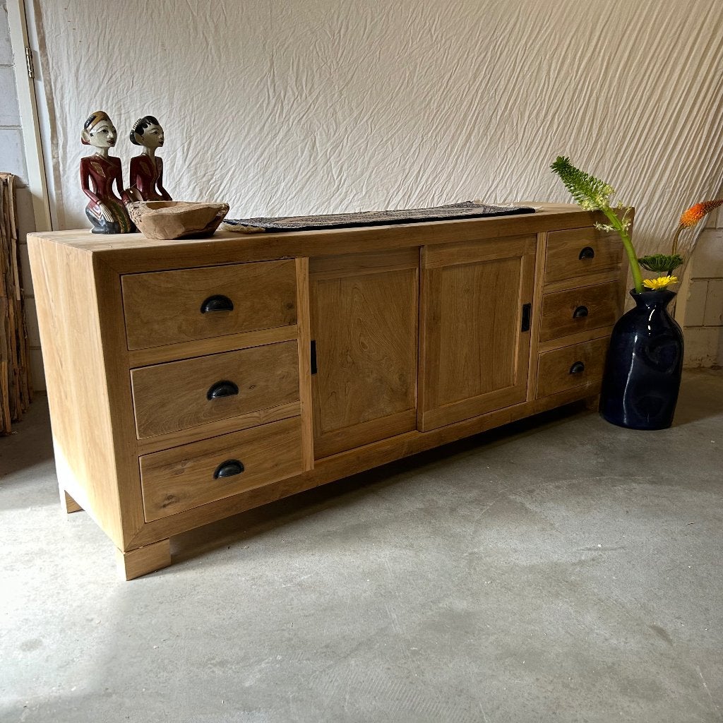 tv meubel teak  - 180 cm breed - 6 lades - Gratis bezorgd, TTM Wonen, Meubels – (Perzische) Tapijten en Woonaccessoires, Taag 63, 2491 CS, Den Haag (Forepark)