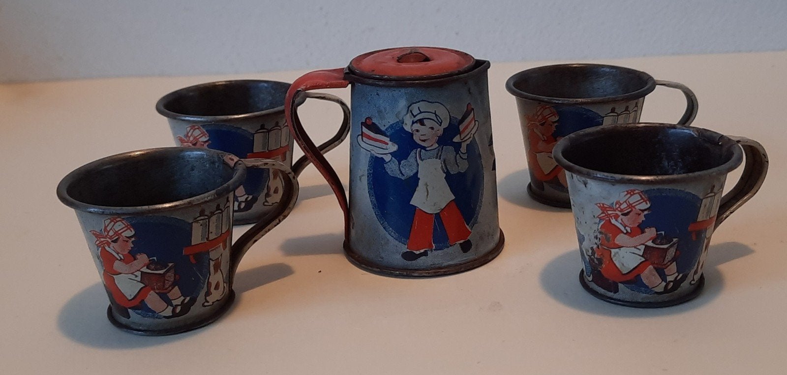 Oud Blikken Kinderservies, Antiek en Kunst, Verzenden