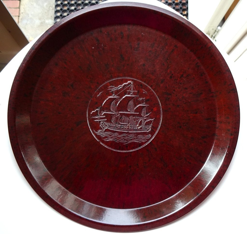 Art Deco 'Artid' bakelieten dienblad: zeilschip. 1938-1948, Ophalen of Verzenden