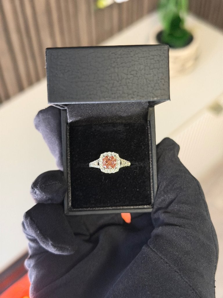 1.25 CT Fancy Vivid Pink Diamant Ring 14K Witgoud | IGI, Sieraden, Tassen en Uiterlijk, Ringen, Wit, Nieuw, Ophalen of Verzenden
