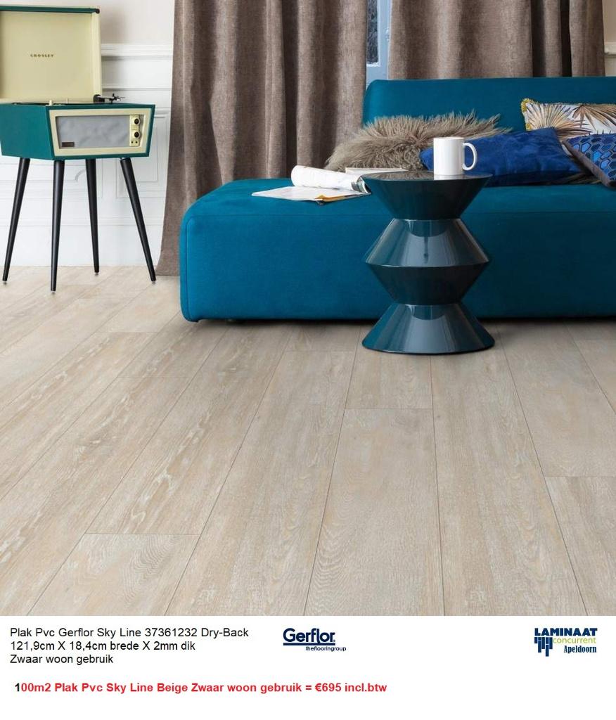 100m2 Plak Pvc Sky Line Beige Zwaar woon gebruik = €695, Ophalen, Plak Pvc vloer Beige kleur, 75 m² of meer, Beige