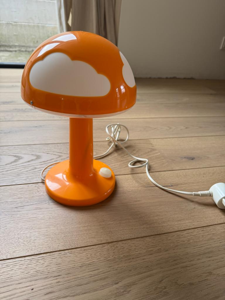 Vintage Oranje ikea skojig lampje, Huis en Inrichting, Lampen | Tafellampen, Gebruikt, Minder dan 50 cm, Kunststof, Ophalen of Verzenden
