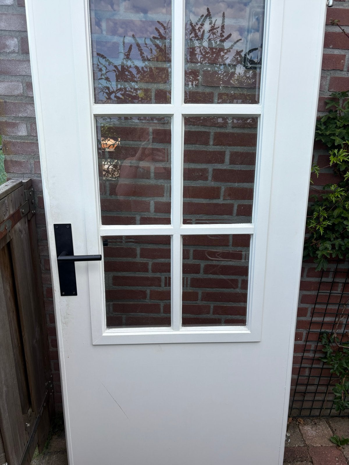 Witte opdek binnendeur met glas, 200x83 cm, Ophalen, Gebruikt, 80 tot 100 cm, Binnendeur
