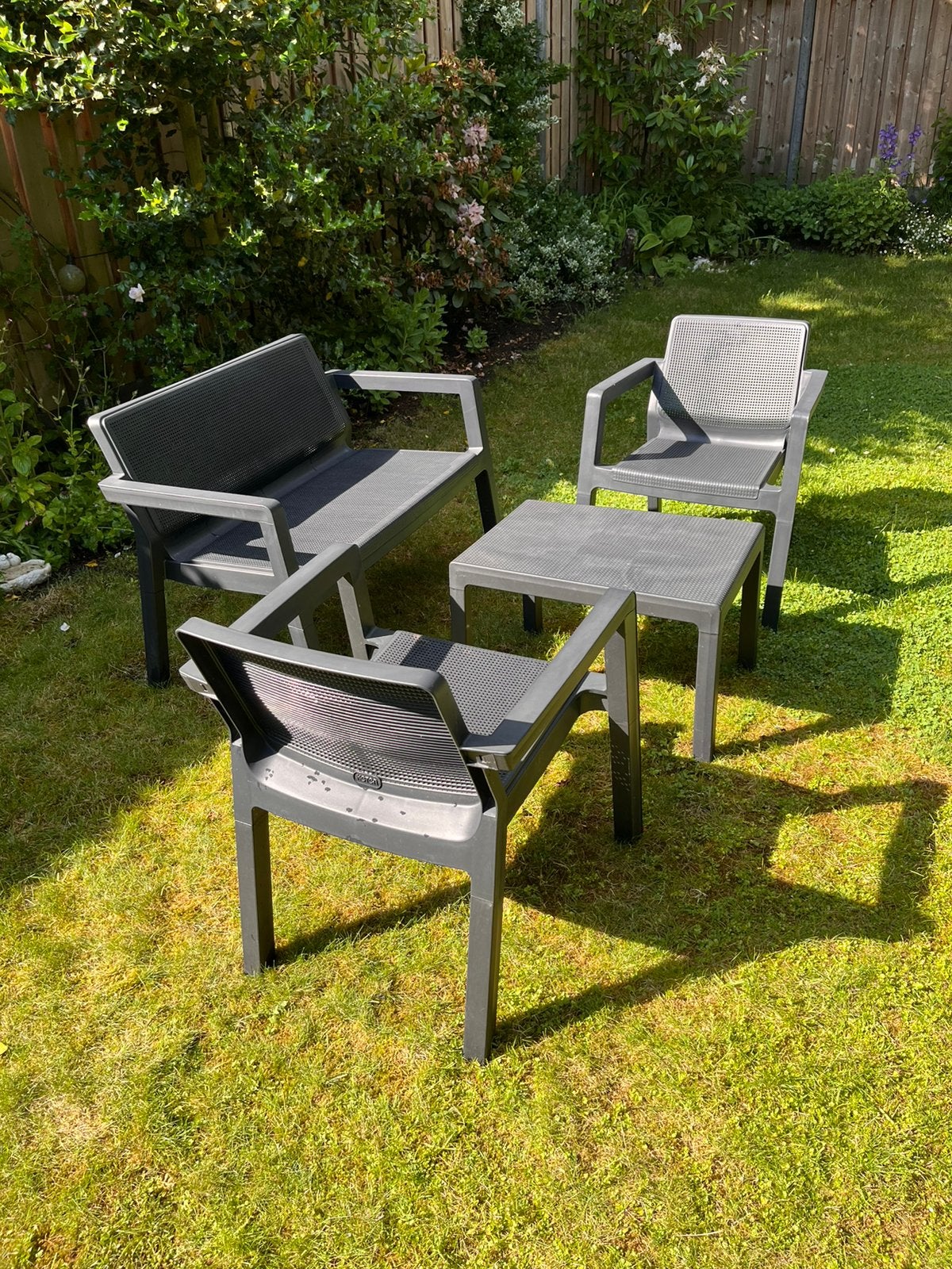 Tuinset / loungeset vierdelig, Tuin en Terras, Tuinsets en Loungesets, Ophalen, Gebruikt, Kunststof, 4 zitplaatsen