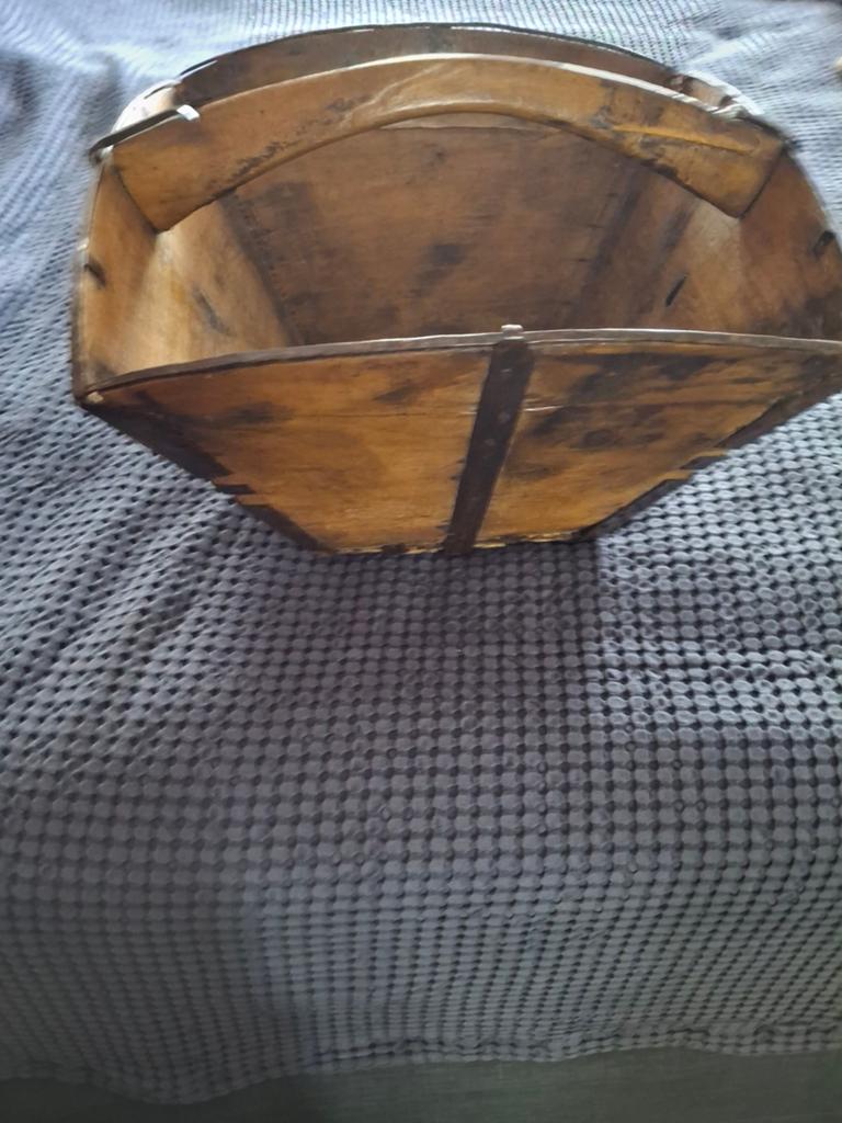 Antieke Houten Plukbak - Decoratieve Oogstmand, Ophalen