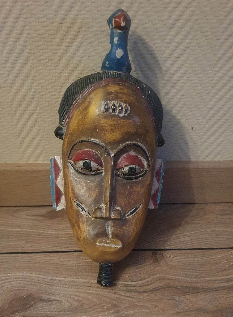 Afrikaans houten tribaal masker – Guru / Baule (Ivoorkust), Hout, Afrika, Meerkleurig, 31 cm