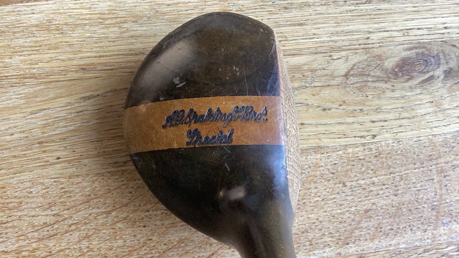 Antieke houten A.G. Spalding linkshandige golfclub., Ophalen of Verzenden, Gebruikt, Club, Overige merken