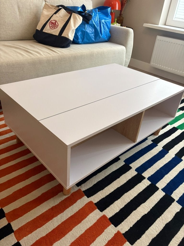 Witte salontafel met opbergruimte - Coffe Table, Ophalen, Gebruikt, 50 tot 100 cm, 50 tot 100 cm