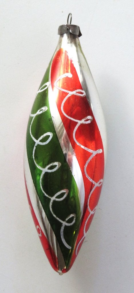 Oude Kerstbal: Lange Pegel ( zilver, rood, groen), Ophalen of Verzenden