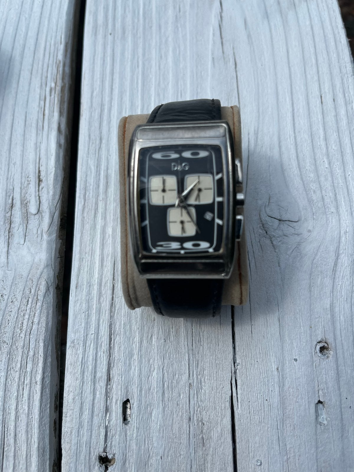 D&G Dolce & Gabbana Heren Horloge Zwart Leer, Overige merken, Staal, Polshorloge, 1960 of later