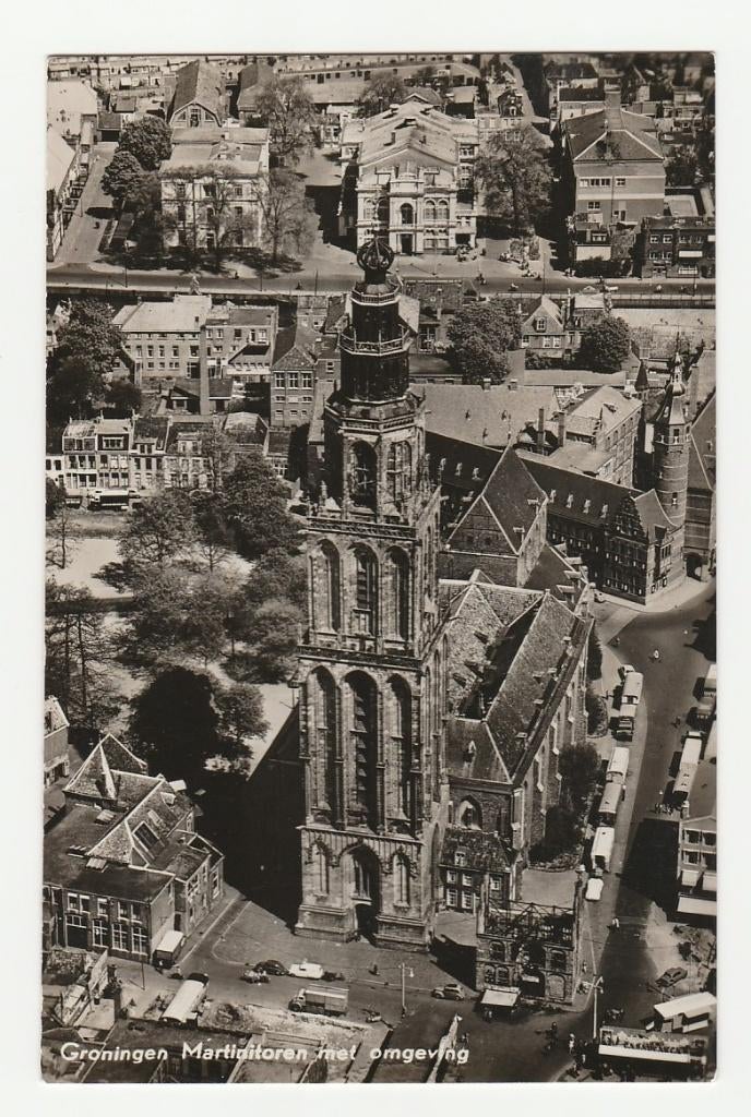 Groningen - Martinitoren met omgeving (luchtopname), Verzenden, 1940 tot 1960, Gelopen, Groningen