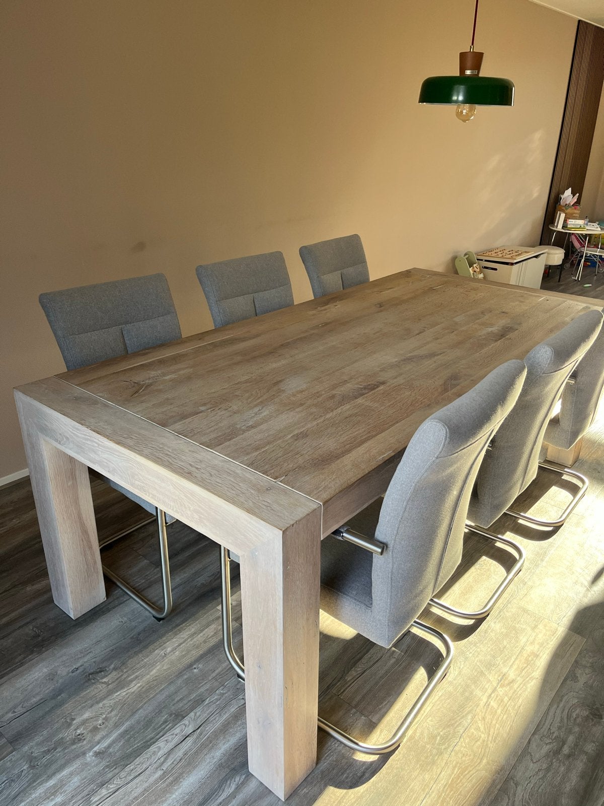 Eettafel met 6 stoelen, Ophalen, Gebruikt, 200 cm of meer, 50 tot 100 cm