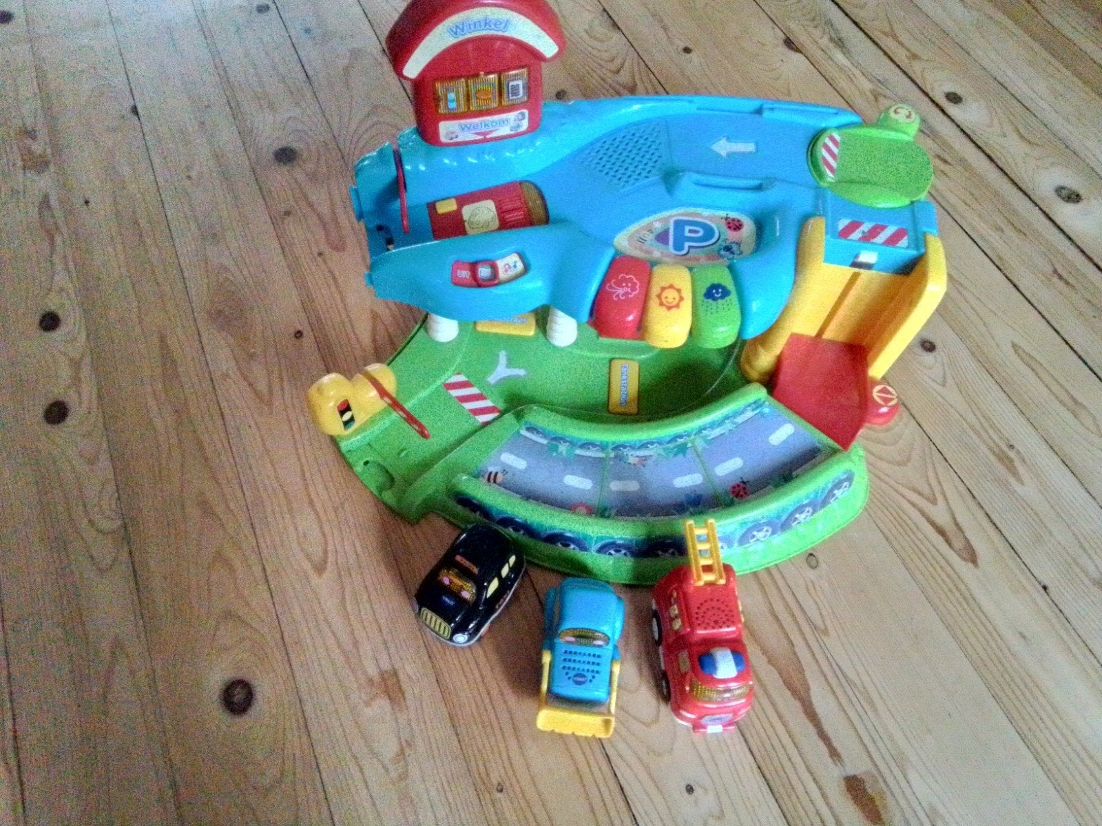VTech Toet Toet garage met 3 auto's, Ophalen, Gebruikt