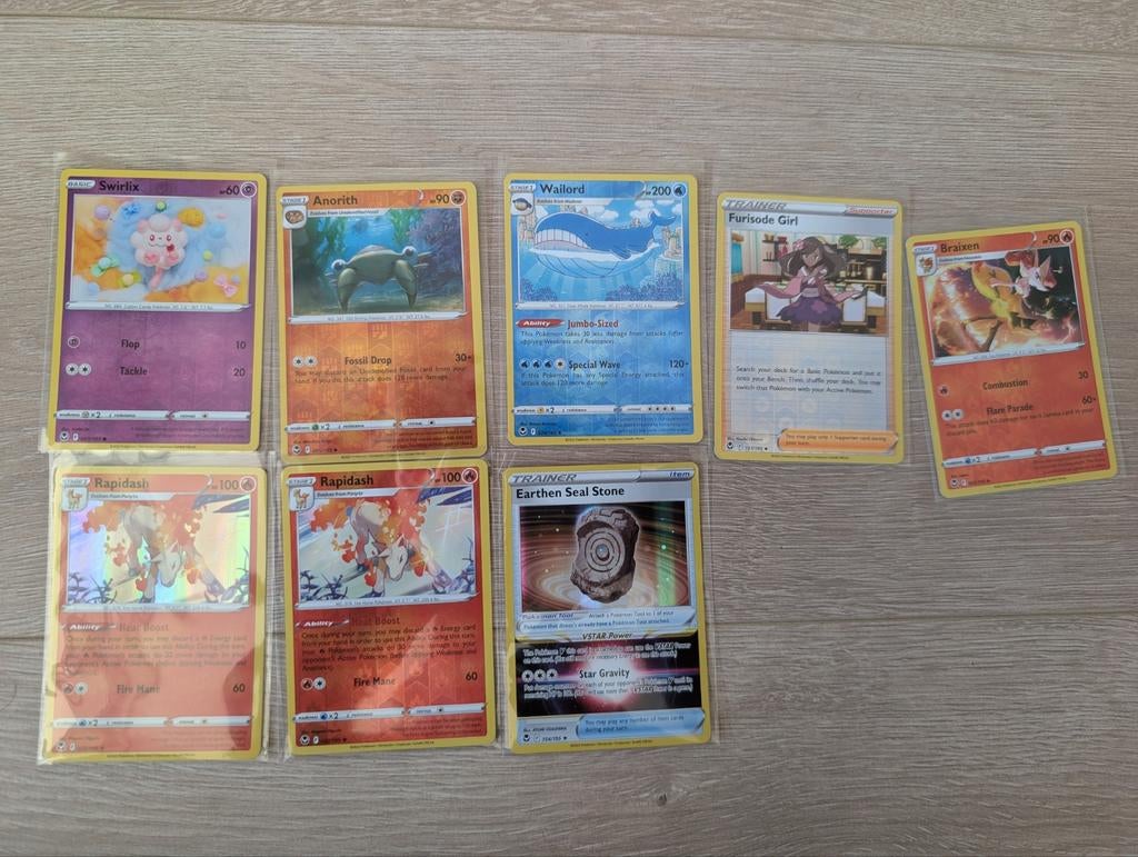 Pokémon TCG: Silver Tempest Reverse Holo Set (8 kaarten), Ophalen of Verzenden, Zo goed als nieuw, Meerdere kaarten, Foil