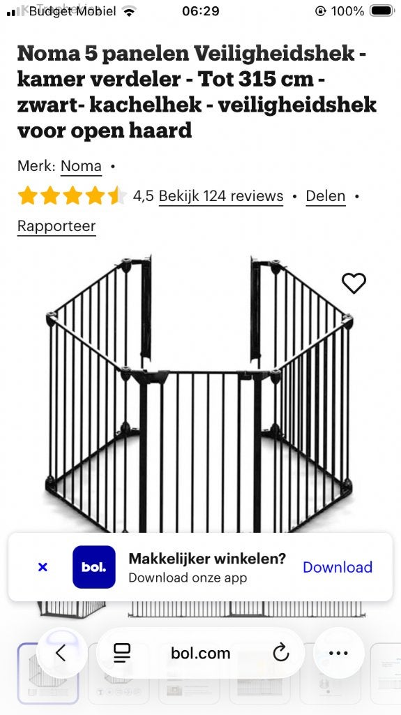 Veiligheidshek, Ophalen, Zo goed als nieuw, Metaal of IJzer, 115 cm of meer