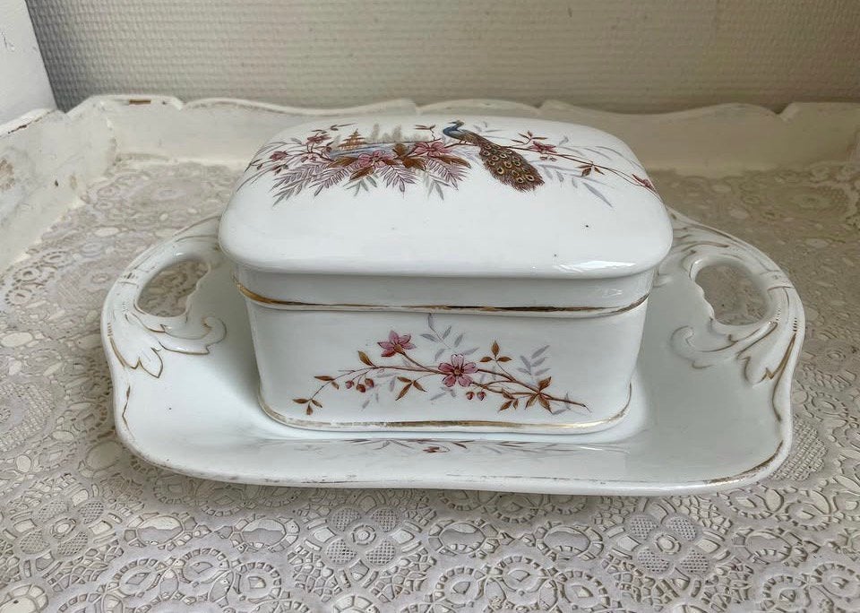 Antiek servies pauw, Antiek en Kunst, Ophalen of Verzenden