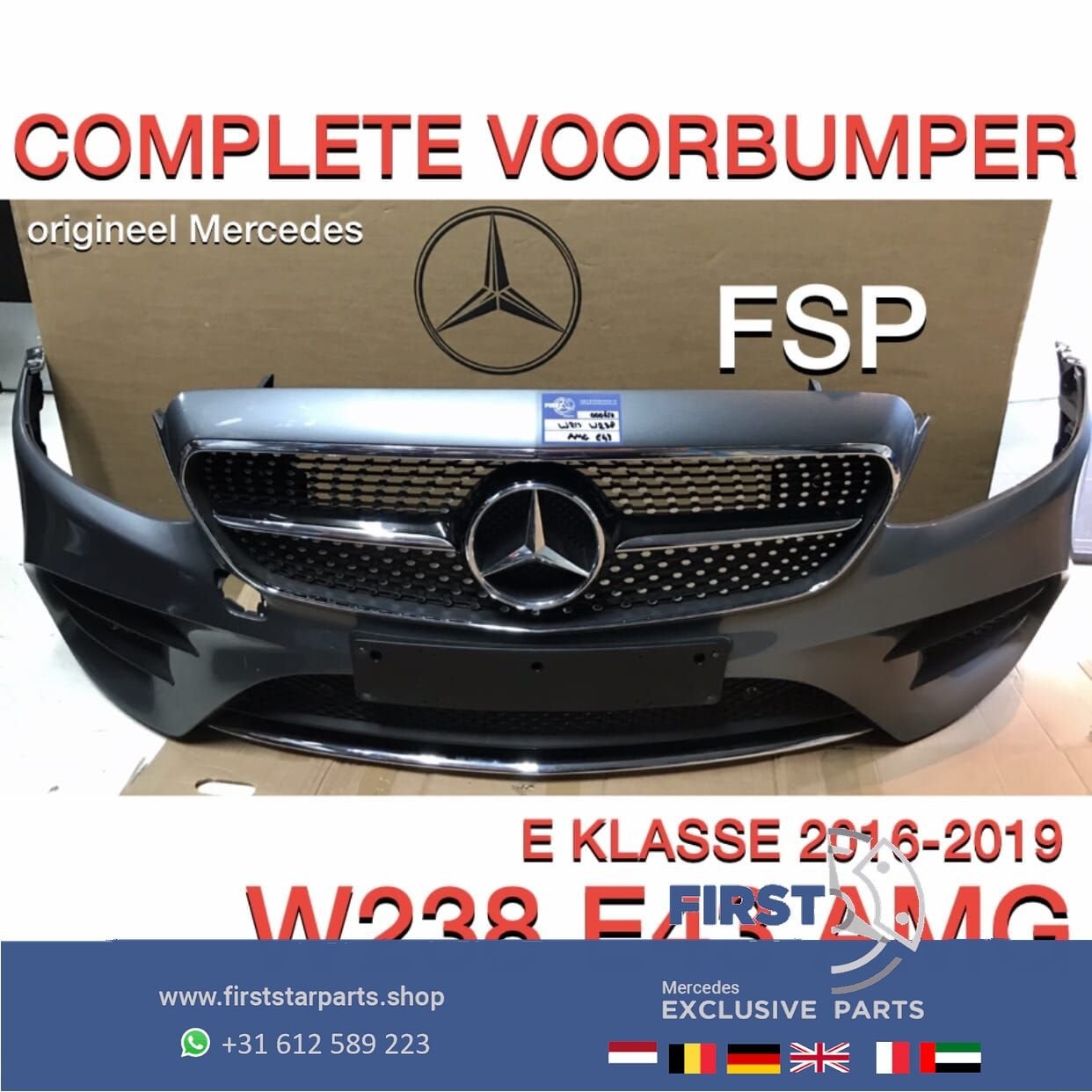 W238 C238 E43 E53 AMG VOORBUMPER GRIJS + DIAMOND GRIL Merced, Gebruikt, -, Voor, Ophalen of Verzenden