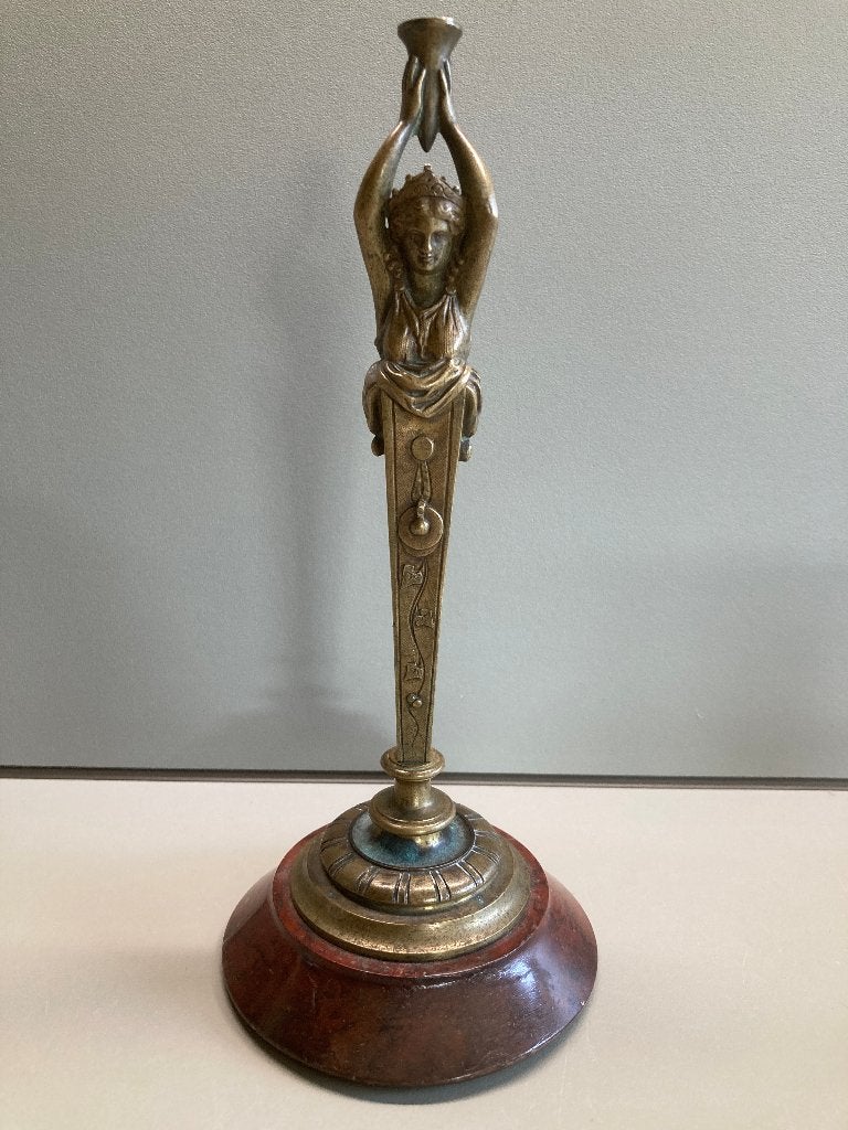 Jugendstil bronzen beeld dame antiek, Ophalen of Verzenden, Brons
