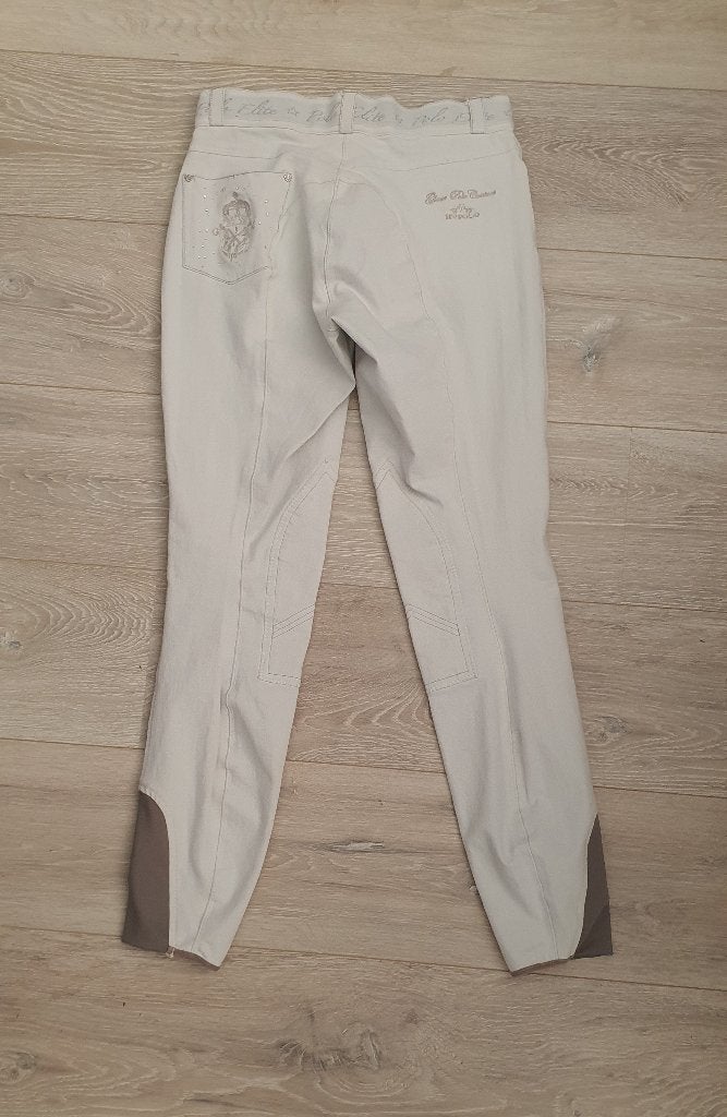 Witte paardrijbroek HV Polo met strass mt 72, Gebruikt, Dressuur, Ophalen of Verzenden, Sierdetails