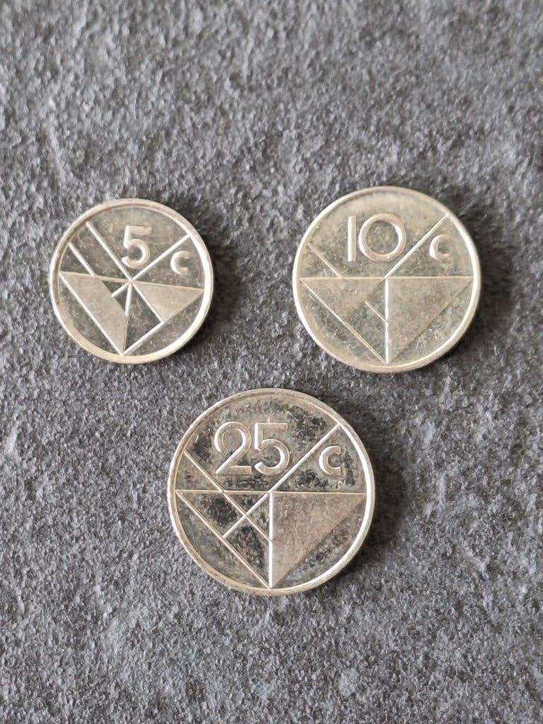 3 munten Aruba 1986-1988, Ophalen of Verzenden, Midden-Amerika, Losse munt
