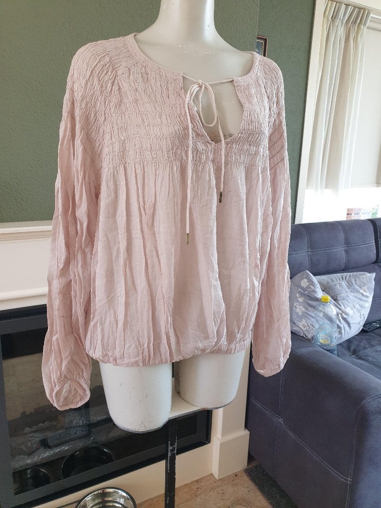 Hunkydory mooie nude beige top blouse S 36, Kleding | Dames, Verzenden, Beige, Zo goed als nieuw, Lange mouw