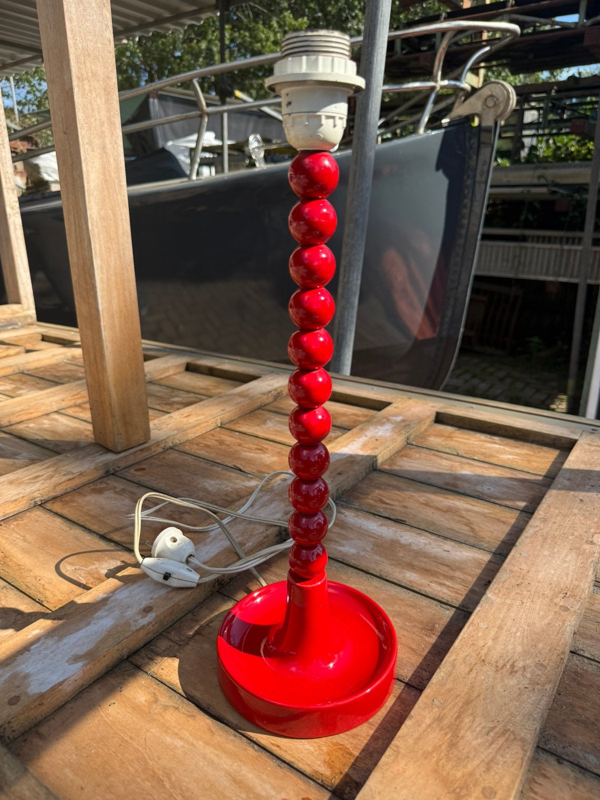 Vintage/Retro bubble/bollen tafellamp - rood, Huis en Inrichting, Vintage, Zo goed als nieuw, Rood, X