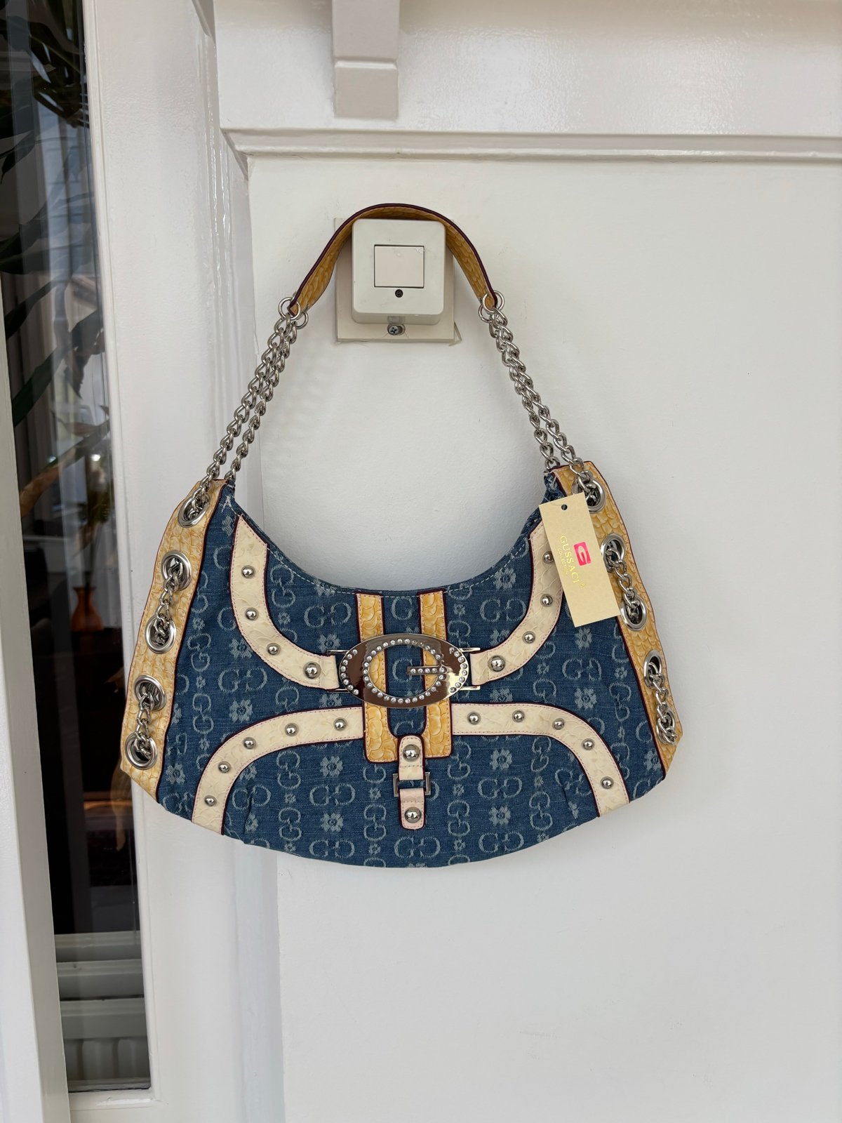 Vintage Y2K Gussaci denim tas - Uitstekende staat, Sieraden, Tassen en Uiterlijk, Ophalen of Verzenden, Zo goed als nieuw, Blauw