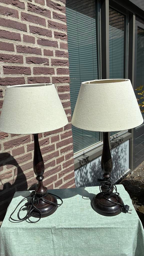 2 st zware schemerlamp met / of zonder kap, Huis en Inrichting, 50 tot 75 cm, Ophalen of Verzenden, Metaal, Landelijk