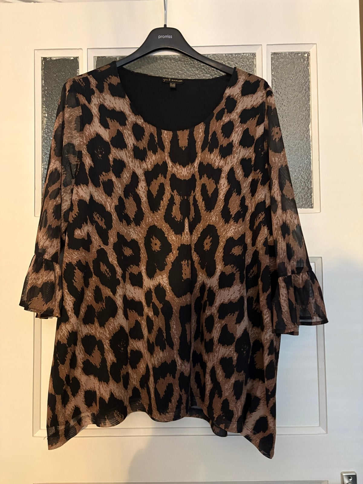 Yoek Black Label Panterprint Blouse Maat XL, Bruin, Verzenden, Maat 46/48 (XL) of groter, Zo goed als nieuw